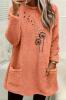 New Size XXL Women&rsquo;s Cozy Make a Wish Soft Fleece-Lined Long Sleeve Pullover Sweatshirt with Dandelion Print - Soft, Stretchy, Peach Orange, Round Neck, Regular Fit 100% Polyester Machine Washable Stock photos added