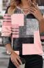 New Women&rsquo;s Size XXL Vintage Plaid Print V-Neck Long Sleeve T-Shirt Polyester Knit Fabric Pin, Grey Black Blocking 95% Polyester 5% Elastane Machine Washable Stock photos added