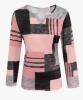 New Women&rsquo;s Size XXL Vintage Plaid Print V-Neck Long Sleeve T-Shirt Polyester Knit Fabric Pin, Grey Black Blocking 95% Polyester 5% Elastane Machine Washable Stock photos added - 3