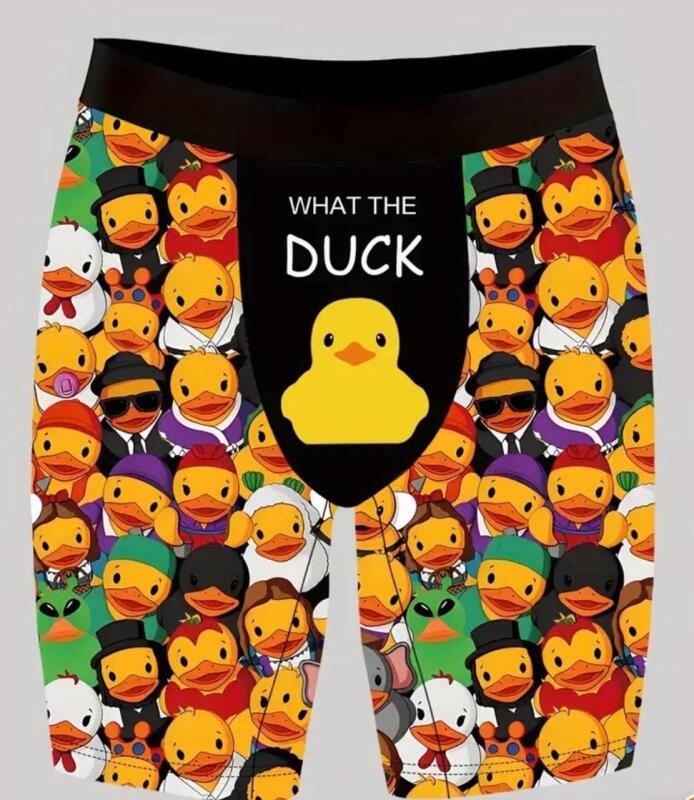 Men&rsquo;s New Size XXXL Duck Print Soft, Light, Breathable Men's Long Boxer Briefs Machine Washable 95% Polyester 5% Elastane Stock photos added