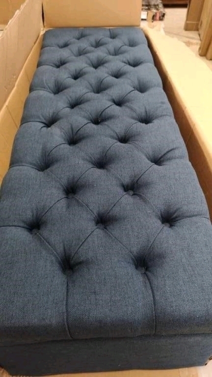 Ottoman with Storage - Blue Fabric