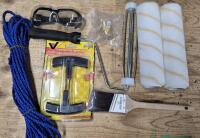 New Handy Person Lot - Rope, Safety Glasses, Paint Rollers +