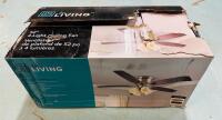 New For Living 52" 5-Reversible Blade 3-Speed 4-Lights Ceiling Fan, Brushed Nickel. Retails for $145