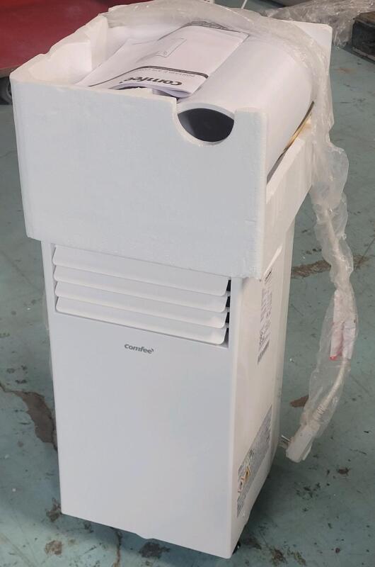Comfee 5000 BTU 3-in-1 Portable Air Conditioner w/Remote Control, White . Retail $400 . Missing one (1) wheel