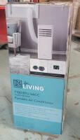 As New - For Living 7100 BTU SACC (10K ASHRAE) Digital Portable Air Conditioner with Remote Control, 2-Speed, White . Retail new $420