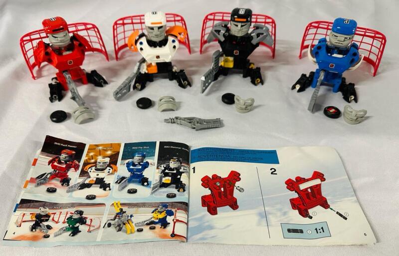 4 LEGO Hockey Figures (All 4 Characters) - Includes Nets, Pucks, Extra Masks, and Instruction Manual