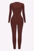 New sz Large Women's Fashion Nova Maribel Snatched Jumpsuit Retails for $58 Chestnut Colour - 3