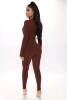 New sz Large Women's Fashion Nova Maribel Snatched Jumpsuit Retails for $58 Chestnut Colour - 4