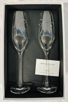 2 New Royal Doulton Fine Crystal Champagne Flutes with Swarovski Elements (Promises: Two Hearts Entwined) - Retails for $446.39