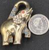 Vintage Gorham Stamped Sterling Rhinestone Elephant Brooch 1.5" Long - 2