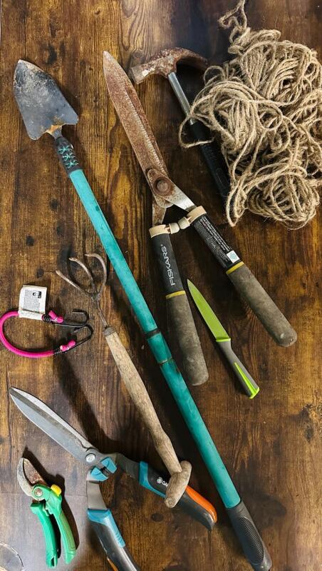 8 Assorted Tools, Includes Garden Shears, Hammer, and More - See Photos