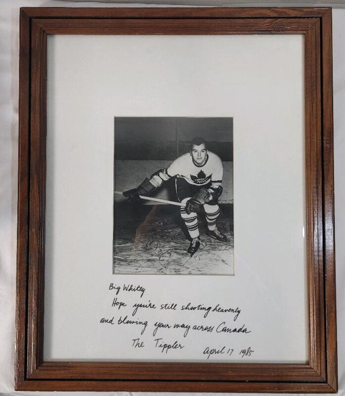 Toronto Maple Leafs Bill Juzda Framed Photo w/Personalized Dedication on Matting . Frame measures 18 &frac34;"&times;22 &frac34;"