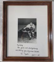 Toronto Maple Leafs Bill Juzda Framed Photo w/Personalized Dedication on Matting . Frame measures 18 &frac34;"&times;22 &frac34;"