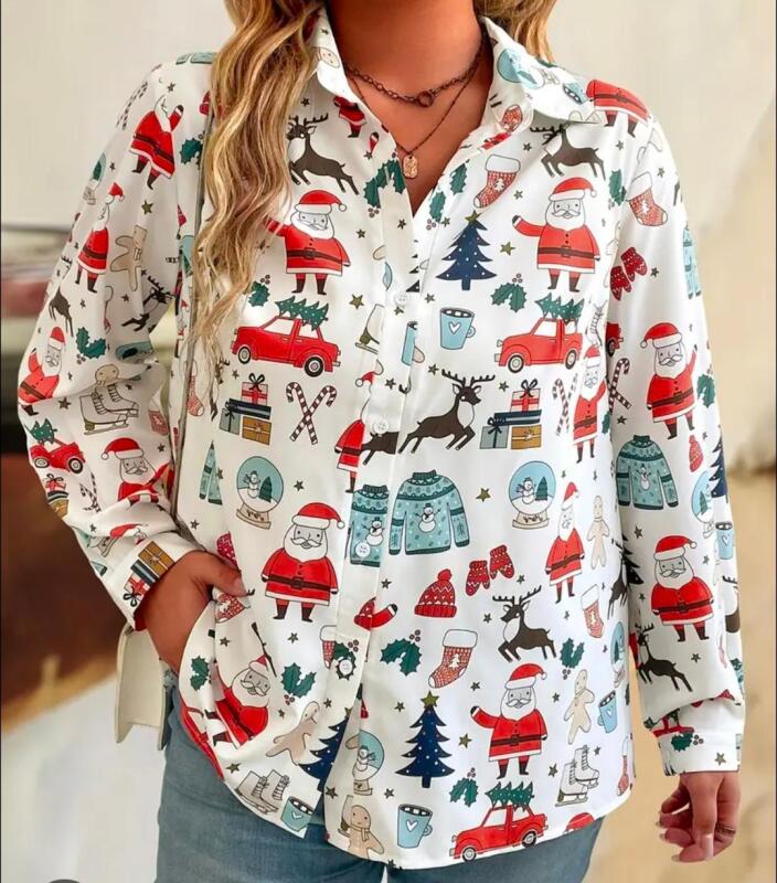 New Size 3XL Women's Button Up Shirt.