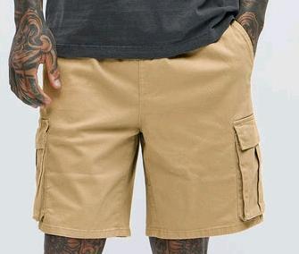 New - Men's Size Large Nova Men Twill Volley Cargo Shorts - Khaki .