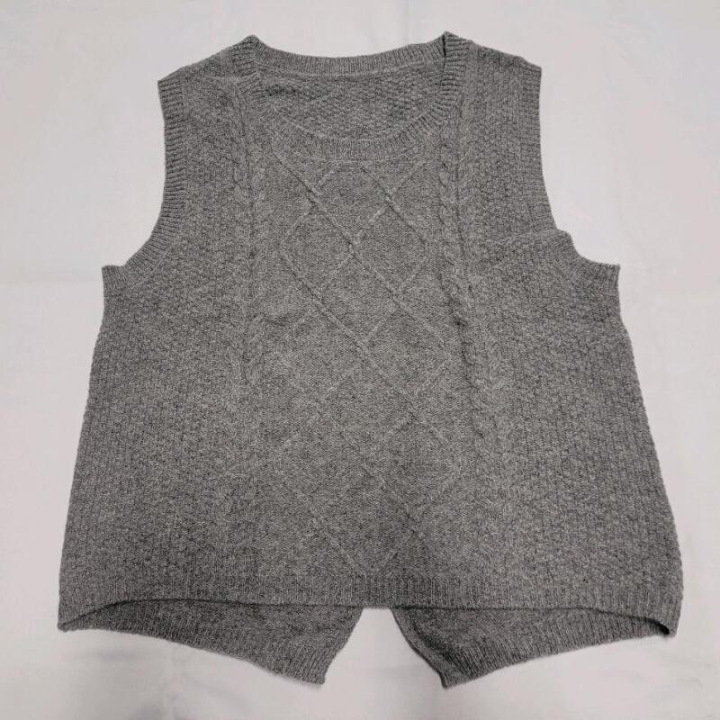 New - Women's Size Large Gray Cable-Knit Sweater Vest.