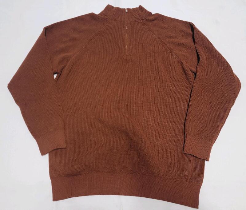 New - Men's Size Large Manfinity Quarter Zipper Turtle Neck Sweater , Brown