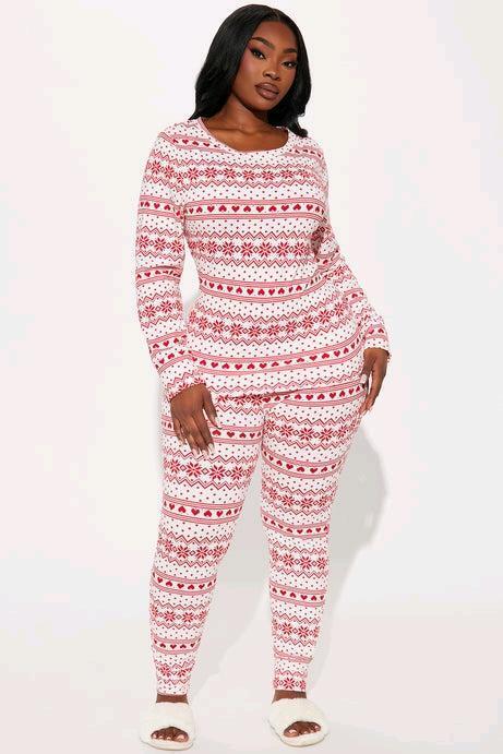 New sz 1X Women's Fashion Nova In The Snow Fleece PJ Jogger Set