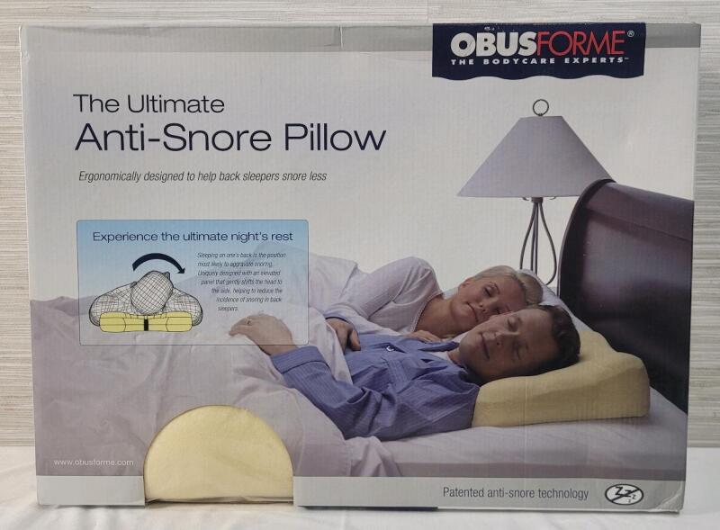New - Obusforme Anti-Snore Pillow , Measures 19"&times;13.5" .