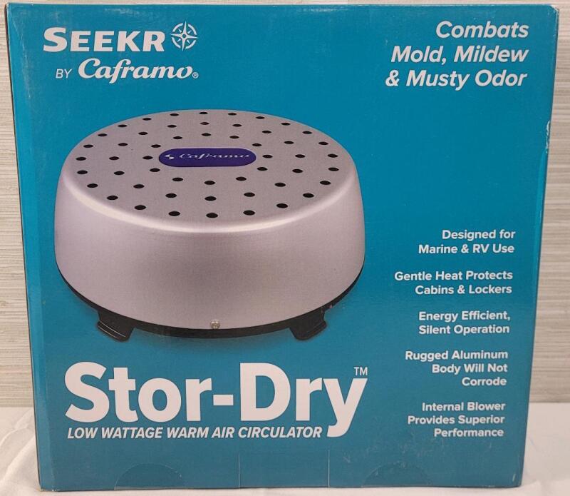 New - Caframo Seeker Stor-Dry Low Wattage Warm Air Circulator for Boats & RVs . Used for mold, mildew, and musty odors in boats and RVs.