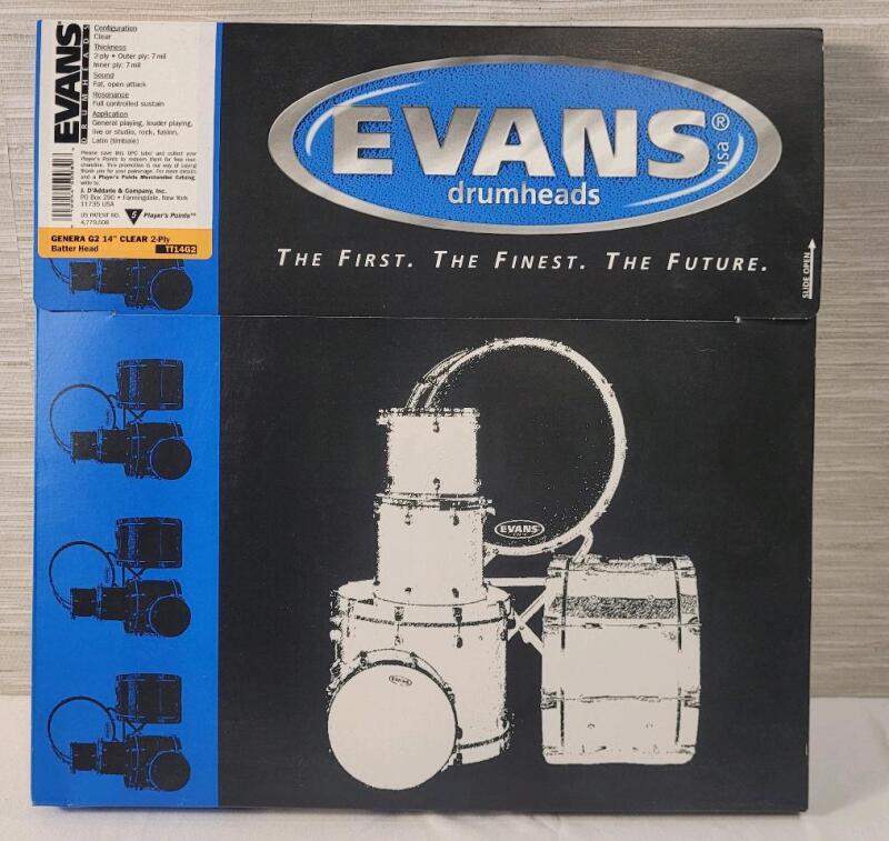 New - Evans Genera G2 14" Clear 2-Ply Batter Head Drumhead . TT15G2