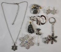 Assorted Christmas Jewelry . Necklace , Earring , Pins & Brooches