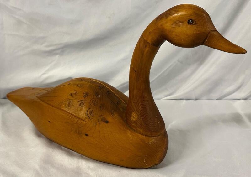 Vintage Large Decorative Wooden Duck, 22.5&rdquo; Tail-to-Beak, 12&rdquo; Tall