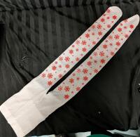 New Holiday Stockings. Measures 40" long Toe to Waist and 8" Across before stretching.