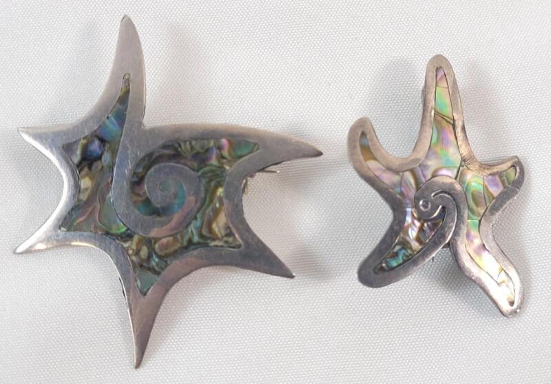 Two (2) Mexico Silver Brooches . See Photos for size