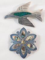 Two (2) Mexico Sterling Silver Brooches . See photos for size