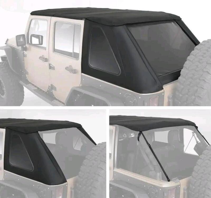 As New - Smittybilt Bowless Combo Soft Top Kit w/Tinted Windows for 07-18 Jeep Wrangler JK . Model # 07-19 JKu / 9083235