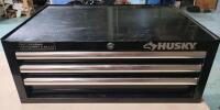 Husky 3-Drawer Tool Chest . Measures 26 ⁵/&sup3;&sup2;"&times;10"&times;18" .