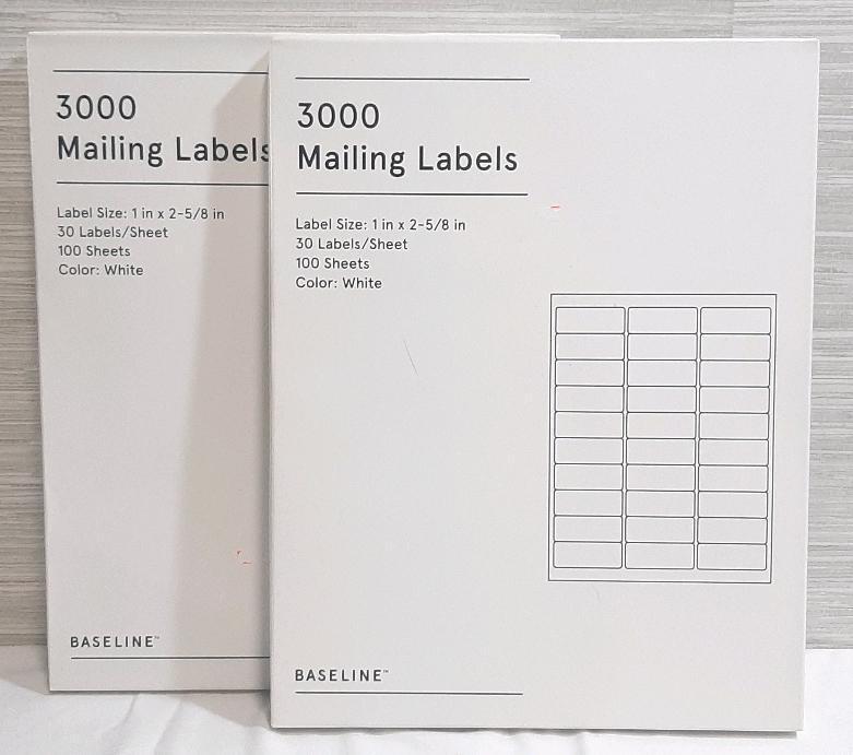 2 New Packs of Baseline 3000pc Mailing Labels