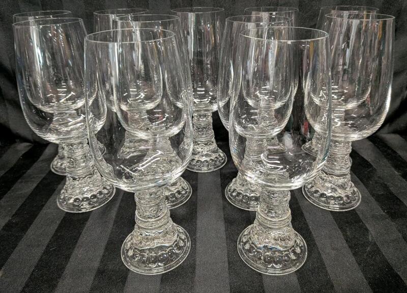 Appears to be 11 Rosenthal Baccus Style Large Wine Glasses. 7" Tall.