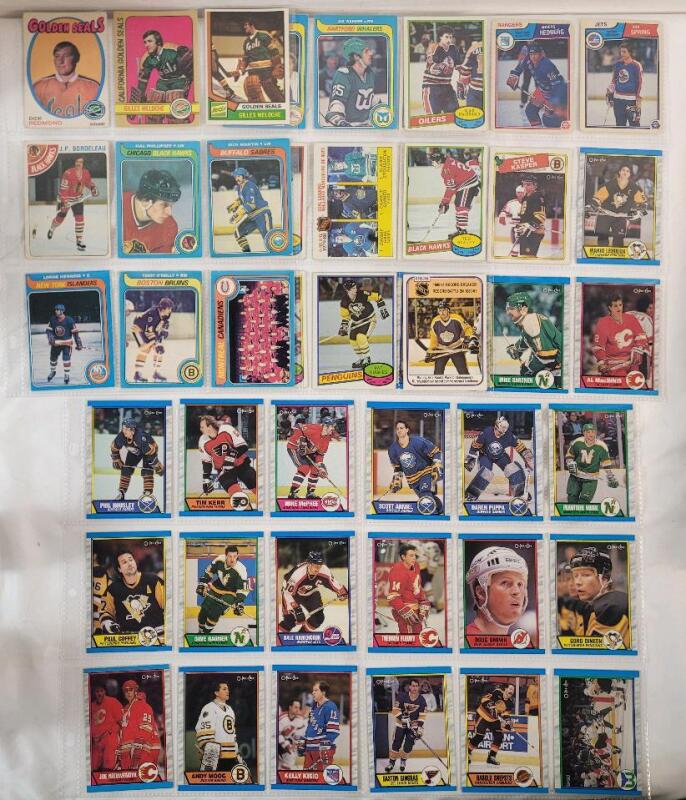 1971 - 1989 O Pee Chee NHL Hockey Trading Card Singles , 45 Trading Cards