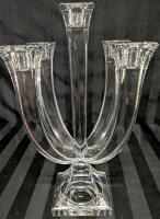 Signed Nactman Crystal 5 Arm Candleabra. 11" Tall.