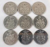 1968 - 2002 Canadian 50 Cent Half Dollars . 1968 &times;2 , 1972 , 1974 &times;2 , 1978 , 1986 & 2002 &times;2 . Nine (9) Coins