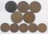1882 - 1935 Canadian Large & Small One Cent Pennies . Large : 1882 , 1916 , 1917 , 1918 , 1920 . Small : 1920 , 1929 , 1932 , 1933 , 1935 .