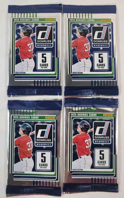 2025 Panini Donruss MLB Baseball Sealed Trading Card Wax Packs , Four (4) Packs