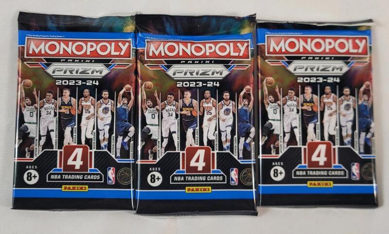 2023-24 Panini Prizm Monopoly NBA Basketball Sealed Trading Card Wax Packs , Three (3) Packs
