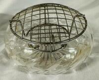Vintage Royal Brierley Crystal Rose Bowl with Flower Frog, Approx 7.5&rdquo; Tall