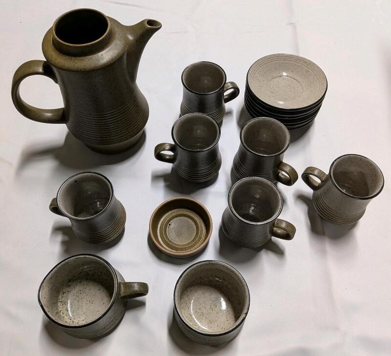 16 Pieces of Vintage Purbeck Pottery. Tallest 9" Tall