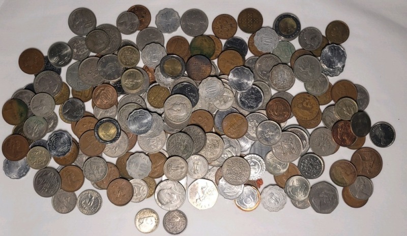 World Coin Lot w/1967 Canadian Silver Quarter & Lebanon Silver Coin