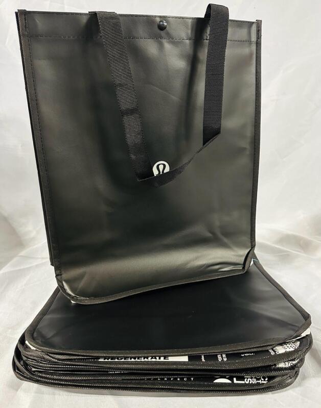 10 New Lululemon Black Branded Reusable Bags with Button Top, 17&rdquo; x 14&rdquo; x 6&rdquo;