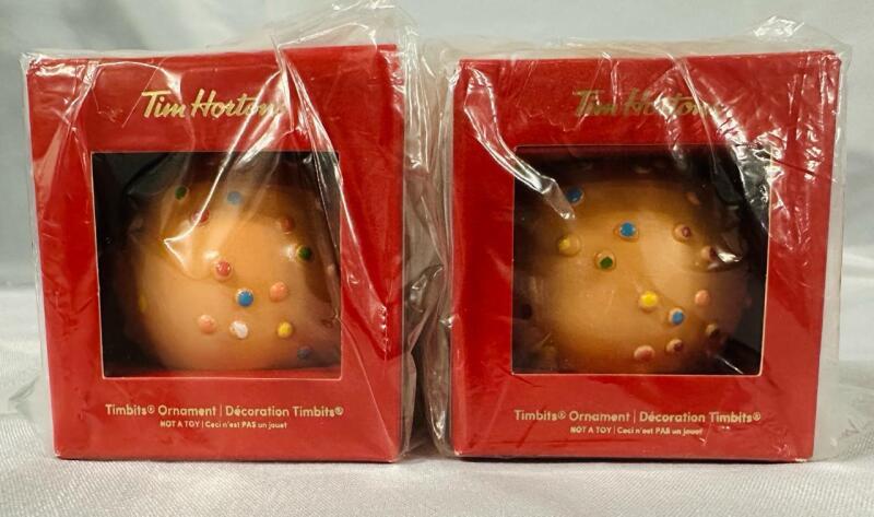 2 New Tim Hortons Timbit Christmas Ornaments