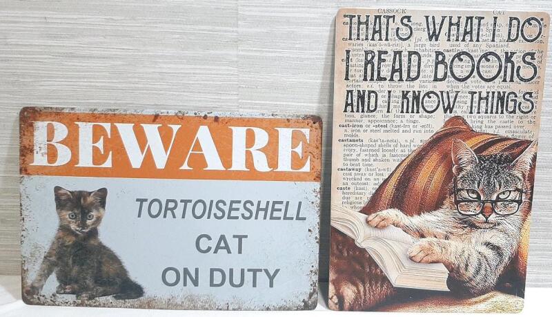 2 New Cat Metal Signs