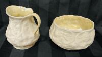 2 Vintage Belleek Ireland Cream and Sugar Dishes - No Chips or Cracks, 3&rdquo; and 2&rdquo; Tall Respectively