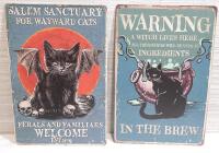 2 New Black Cat Metal Signs