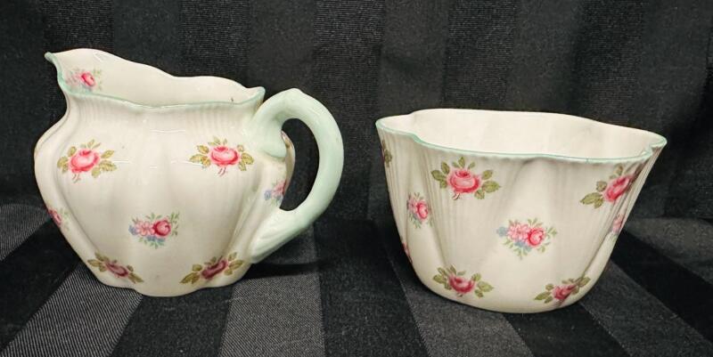 2 Vintage Shelley Bone China Cream/Sugar Dishes - All Ring True
