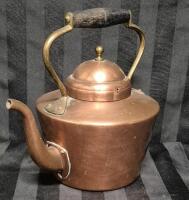 Vintage Copper Kettle Pot 9" Tall Made in Portugal Wooden Handle Grip